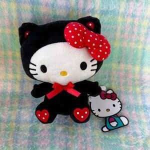 Hello Kitty Black Cat Plush - Round 1 Exclusive Stuffed Animal Sanrio Red Bow